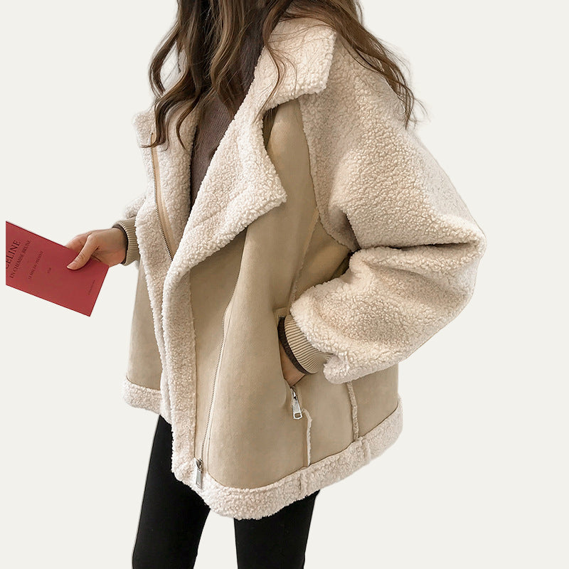 VogeLuxe | Women’s Plush Shearling Aviator Jacket 1