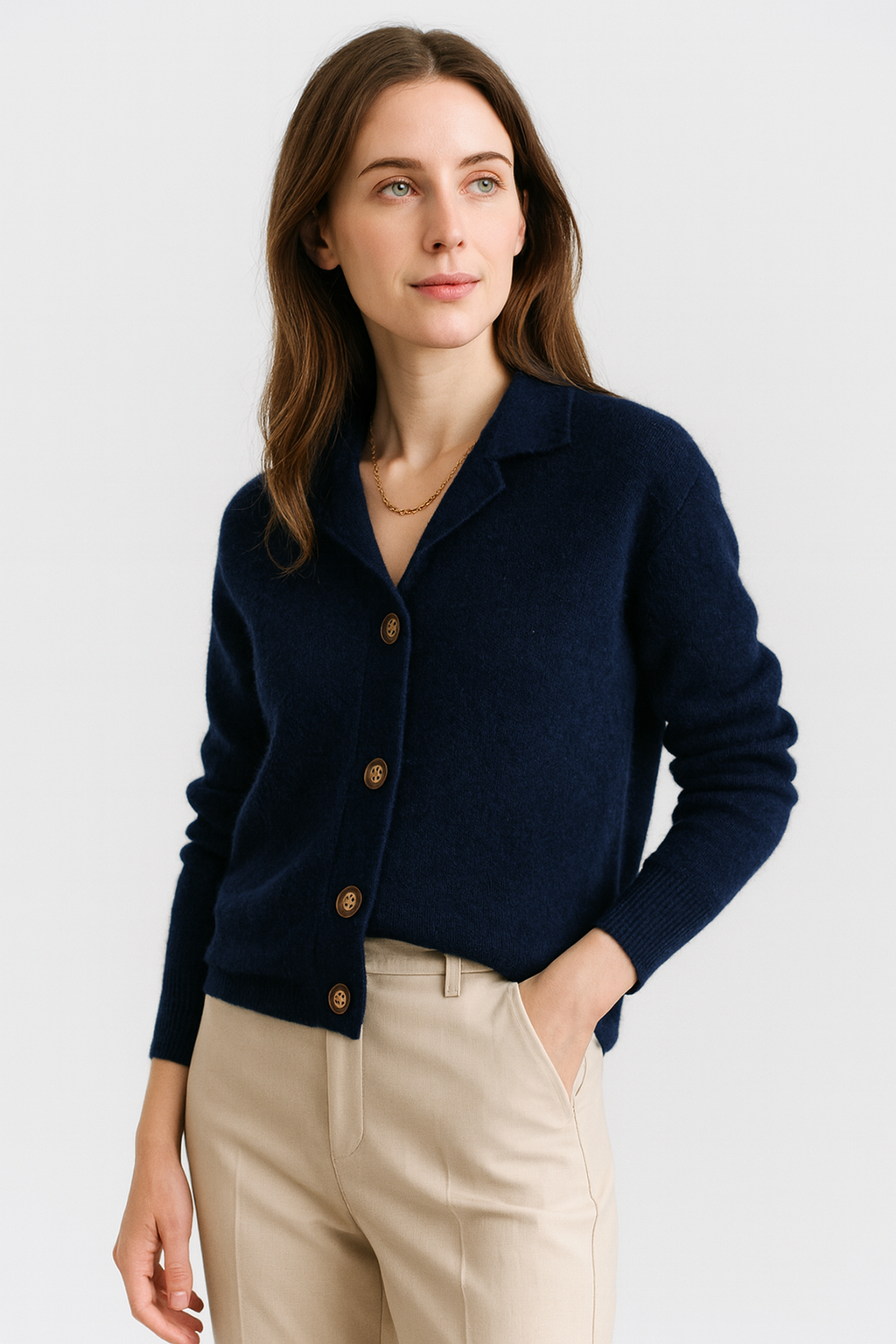 VogeLuxe | Women’s Polished Knit Collar Cardigan 2