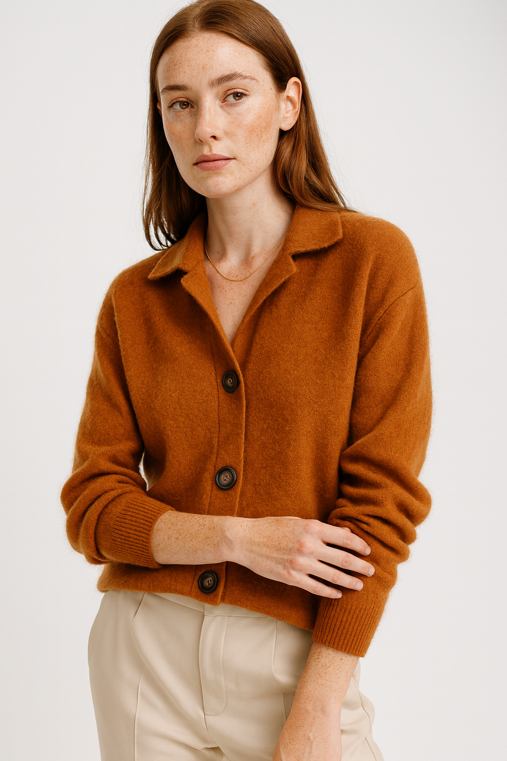 VogeLuxe | Women’s Polished Knit Collar Cardigan 3