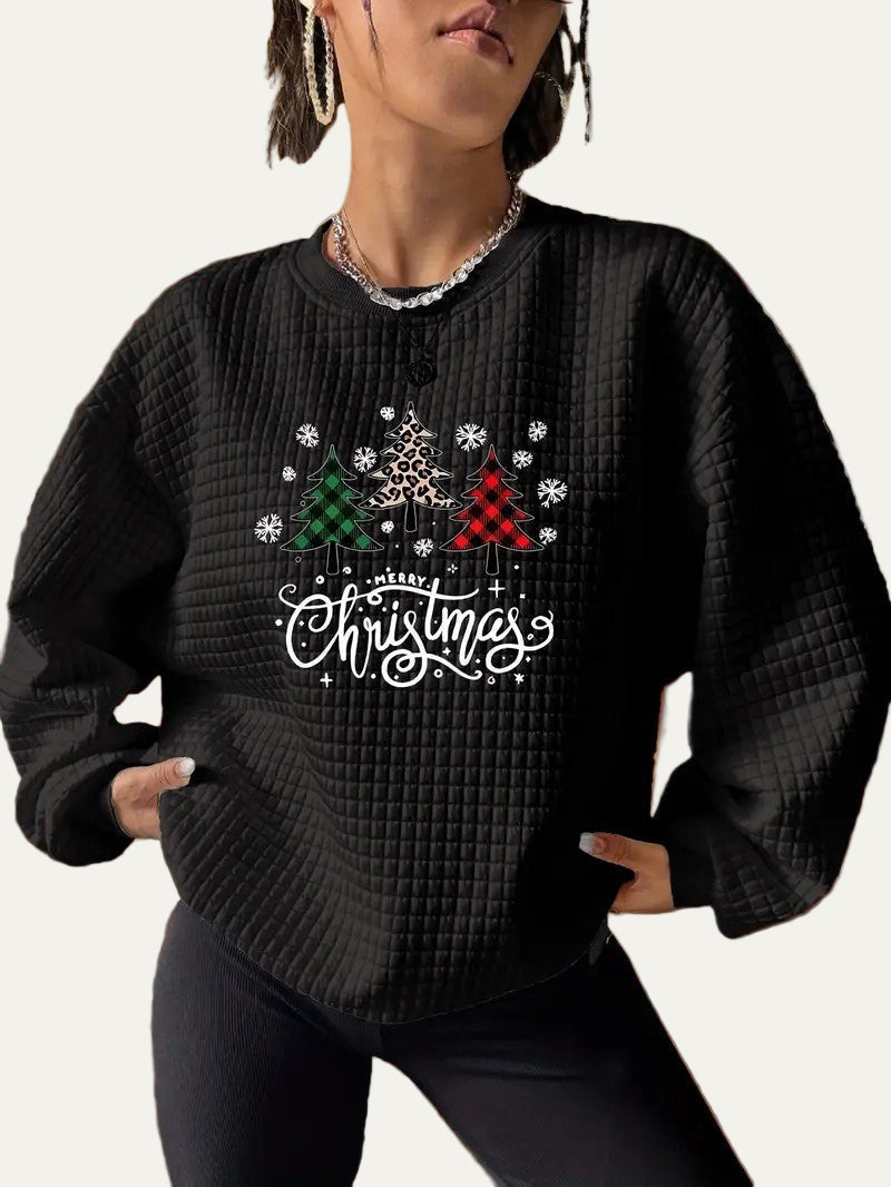 VogeLuxe | Women’s Quilted Christmas Tree Graphic Sweatshirt 5