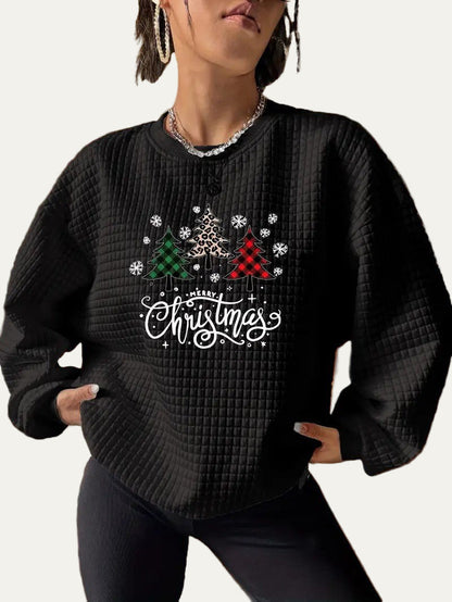 VogeLuxe | Women’s Quilted Christmas Tree Graphic Sweatshirt 5