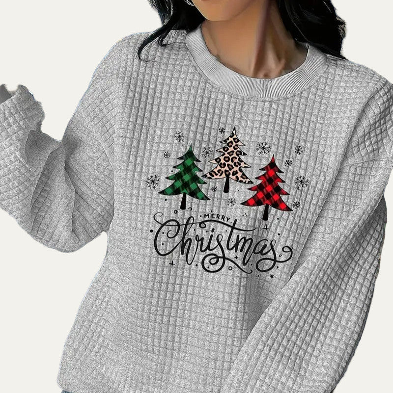 VogeLuxe | Women’s Quilted Christmas Tree Graphic Sweatshirt 7