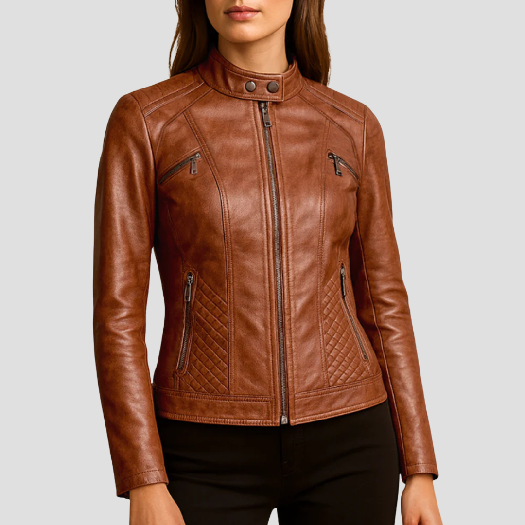 VogeLuxe | Women’s Quilted Faux Leather Jacket 0