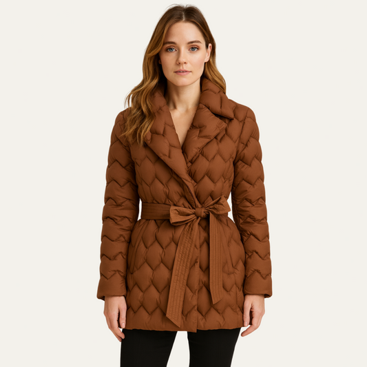 VogeLuxe | Women’s Quilted Puffer Jacket with Belted Waist 0