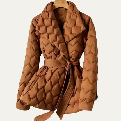 VogeLuxe | Women’s Quilted Puffer Jacket with Belted Waist 1