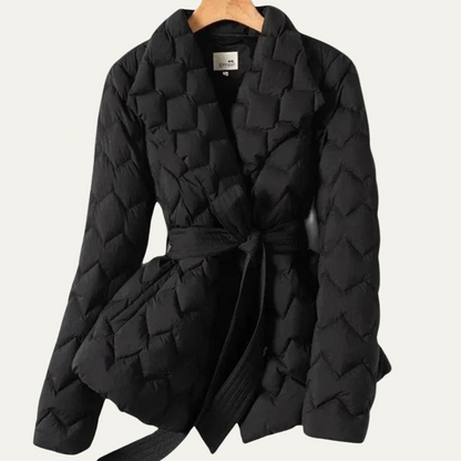 VogeLuxe | Women’s Quilted Puffer Jacket with Belted Waist 5