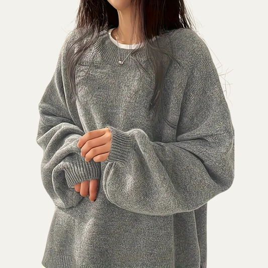 VogeLuxe | Women’s Relaxed Textured Crewneck Knit Sweater 0