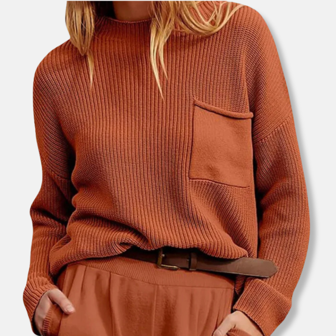 VogeLuxe | Women’s Ribbed Mock-Neck Sweater 1