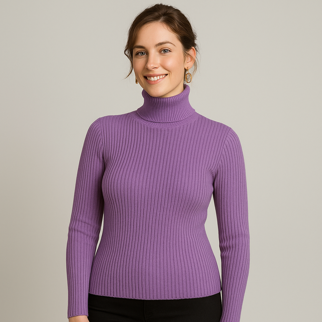 VogeLuxe | Women’s Ribbed Turtleneck Classic Sweater 0