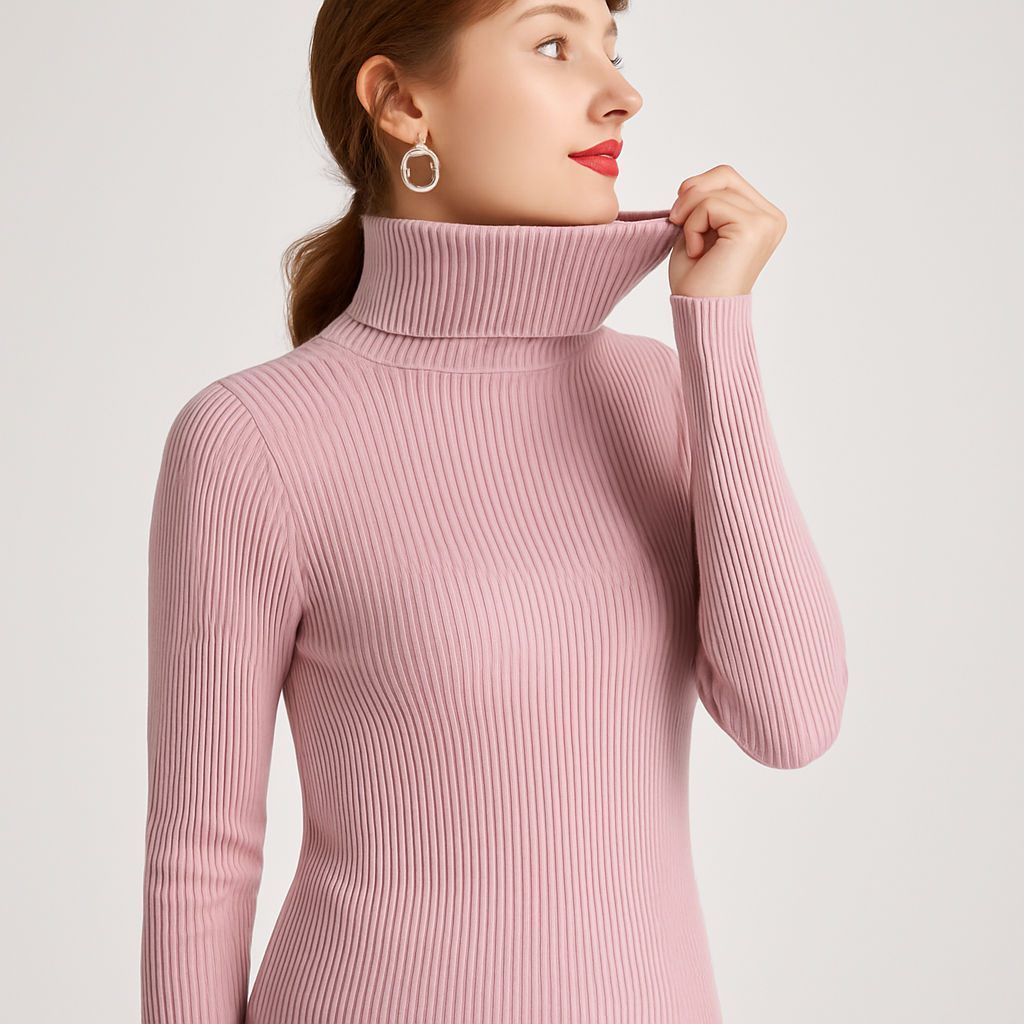 VogeLuxe | Women’s Ribbed Turtleneck Classic Sweater 3