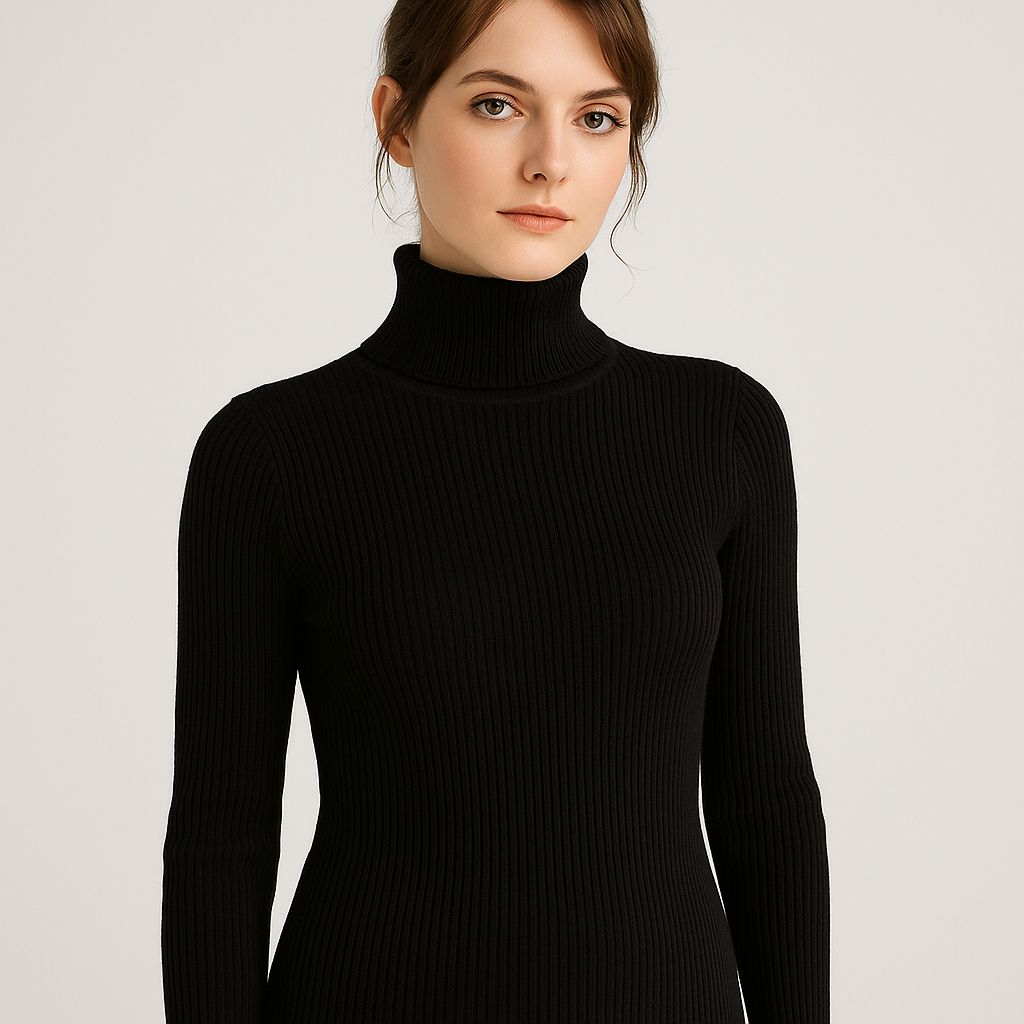 VogeLuxe | Women’s Ribbed Turtleneck Classic Sweater 4