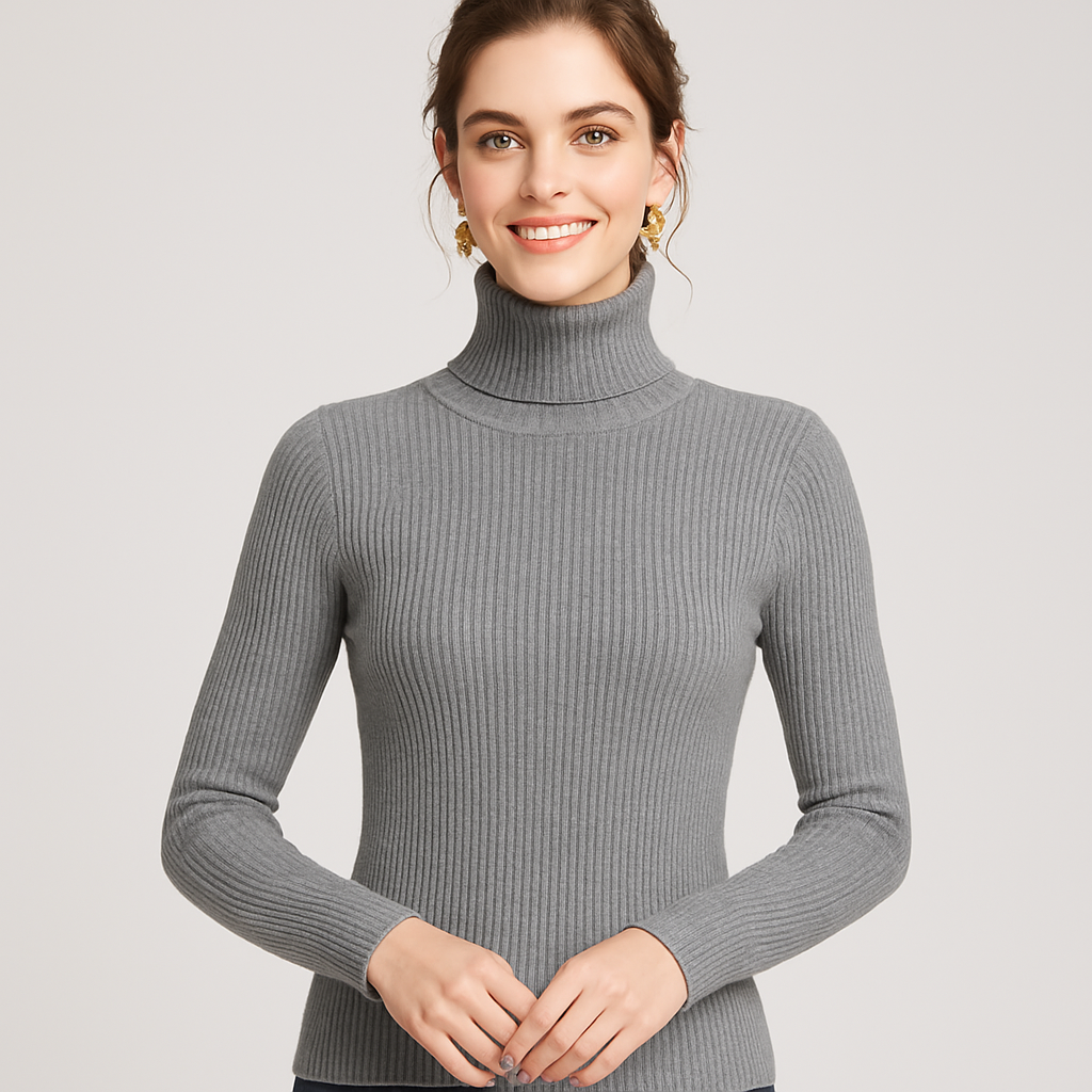 VogeLuxe | Women’s Ribbed Turtleneck Classic Sweater 5
