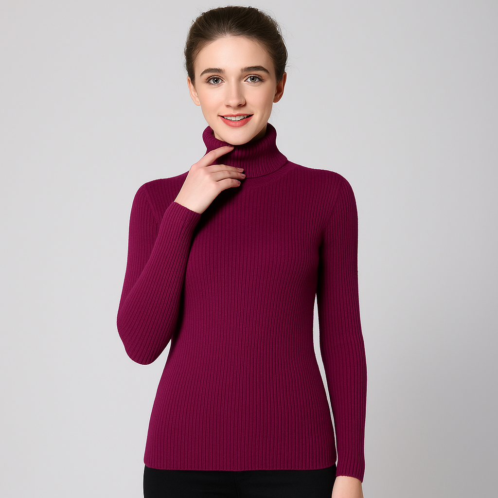 VogeLuxe | Women’s Ribbed Turtleneck Classic Sweater 7