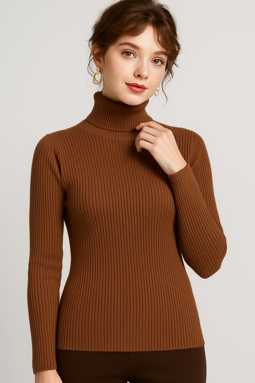 VogeLuxe | Women’s Ribbed Turtleneck Classic Sweater 8