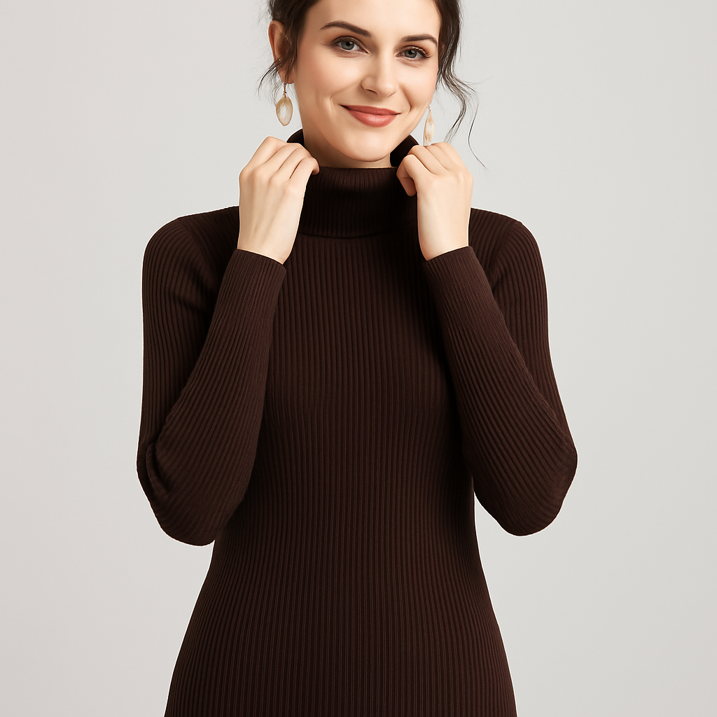 VogeLuxe | Women’s Ribbed Turtleneck Classic Sweater 9