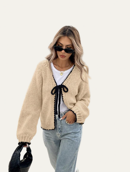 VogeLuxe | Women’s Scalloped Bow-Tie Cropped Cardigan 5