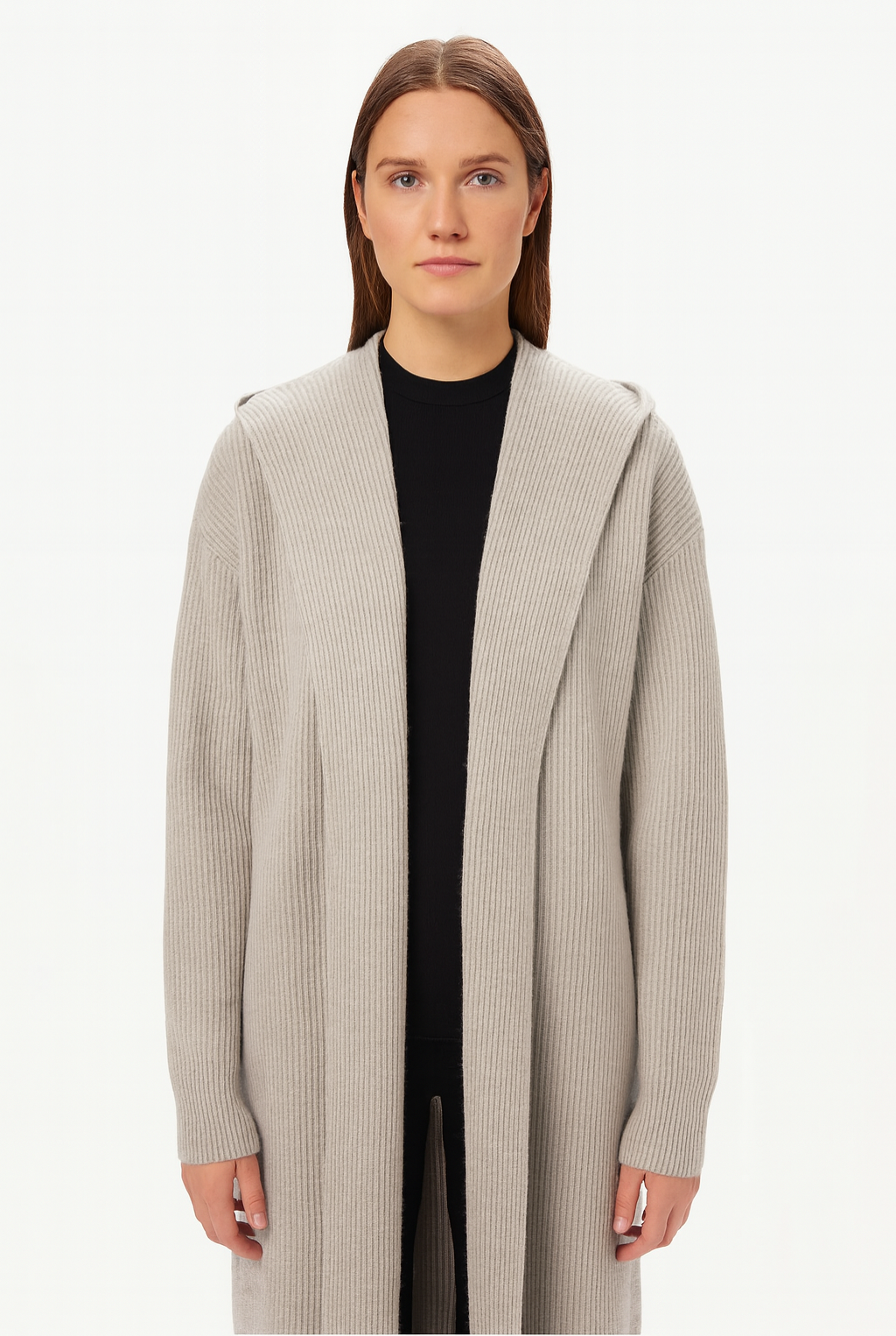 VogeLuxe | Women’s Shawl-Hood Ribbed Cardigan 0