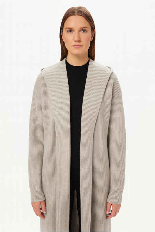 VogeLuxe | Women’s Shawl-Hood Ribbed Cardigan 0