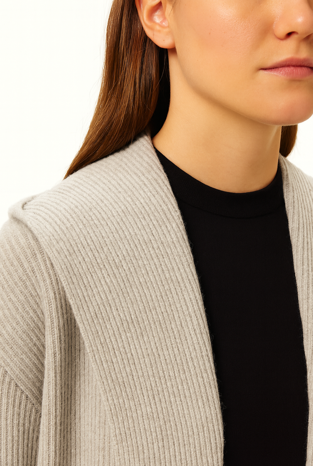 VogeLuxe | Women’s Shawl-Hood Ribbed Cardigan 1