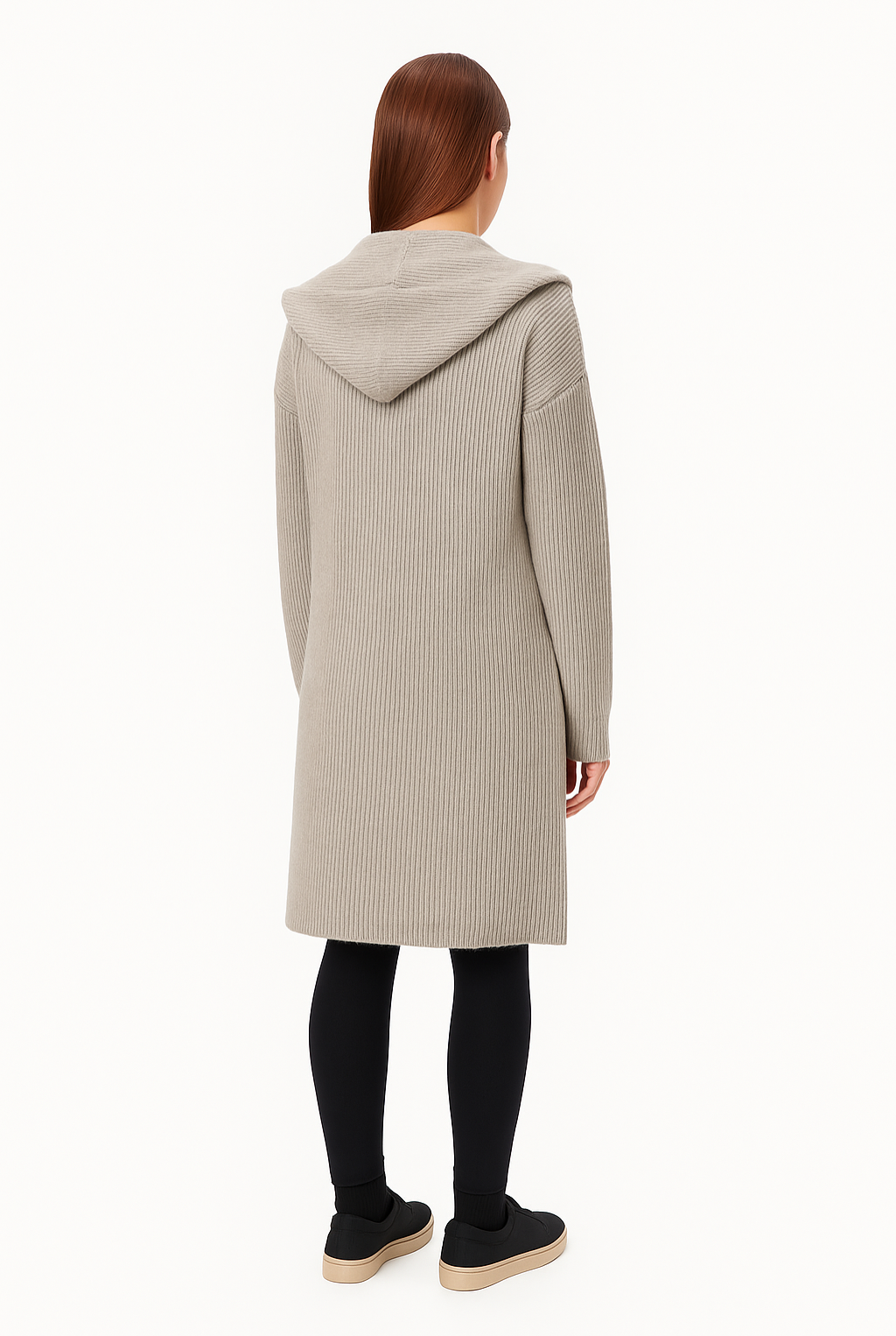 VogeLuxe | Women’s Shawl-Hood Ribbed Cardigan 2