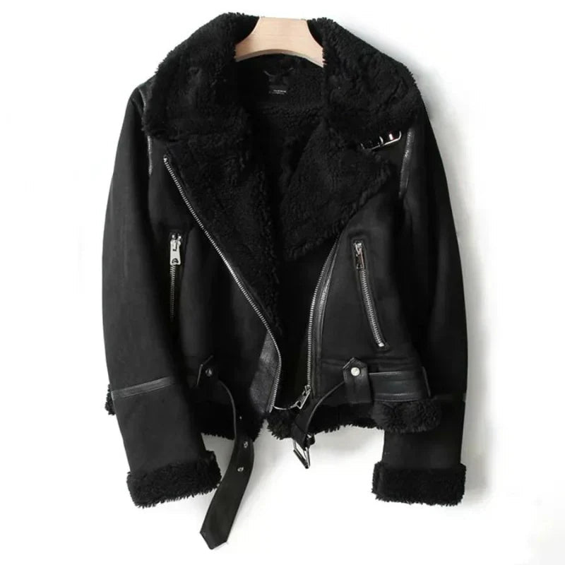 VogeLuxe | Women’s Shearling Aviator Jacket 1