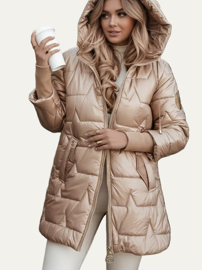 VogeLuxe | Women’s Shiny Mid-Length Puffer Coat 0