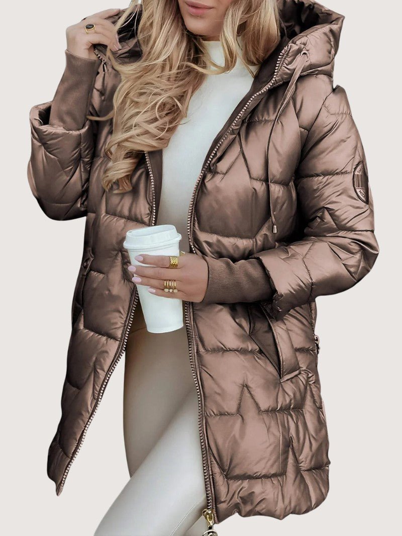 VogeLuxe | Women’s Shiny Mid-Length Puffer Coat 1