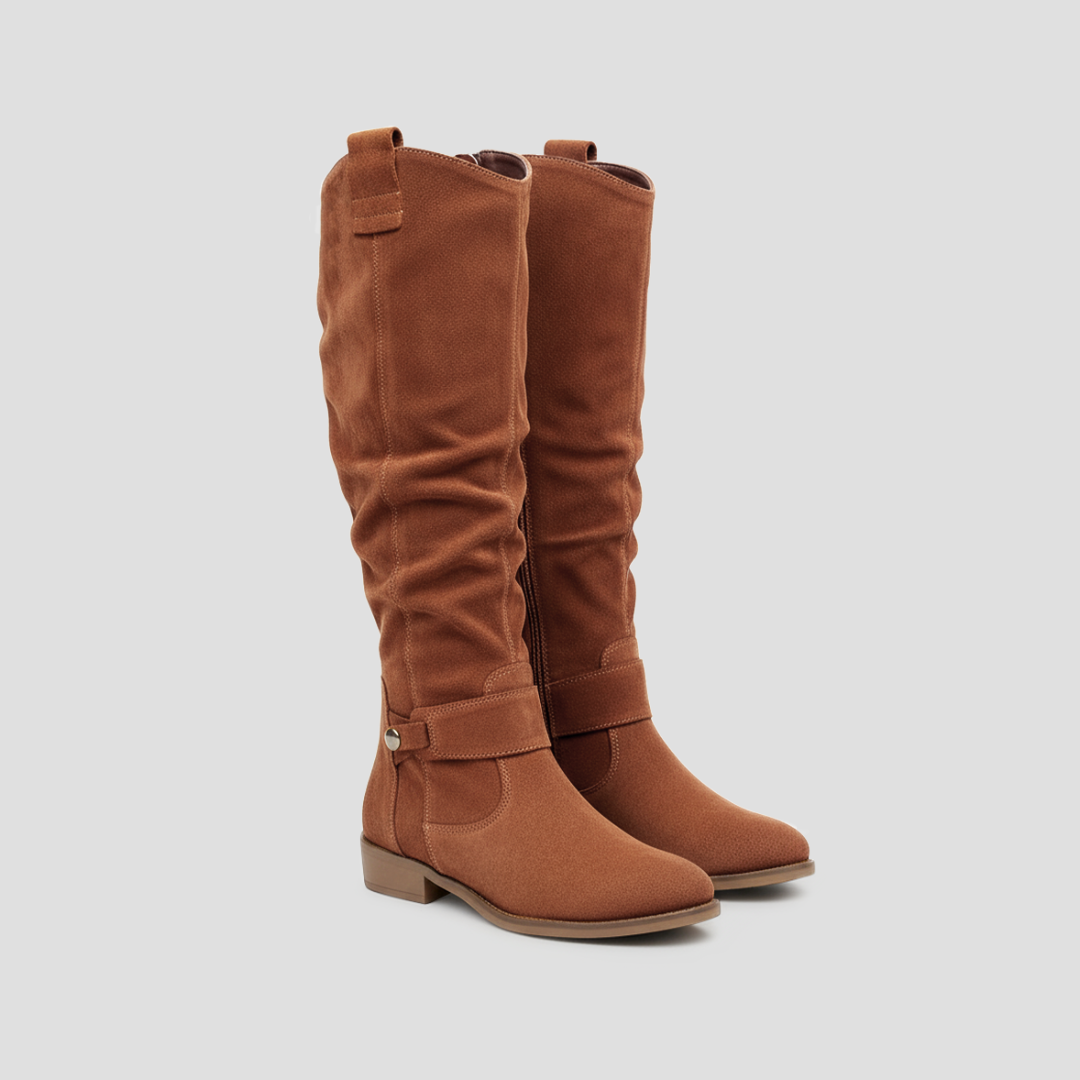 VogeLuxe | Women’s Slouchy Buckle Knee-High Boots 4