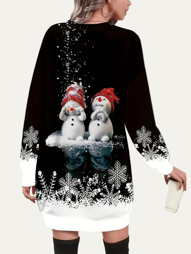 VogeLuxe | Women’s Snowman Christmas Graphic Sweater Dress 1