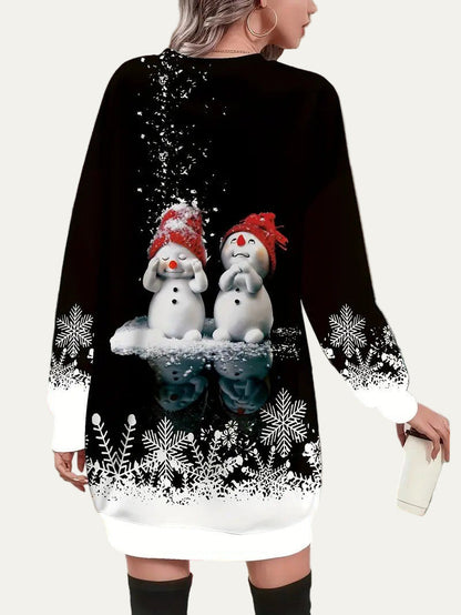 VogeLuxe | Women’s Snowman Christmas Graphic Sweater Dress 1