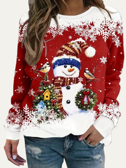 VogeLuxe | Women’s Snowman Knit Print Christmas Sweatshirt 0