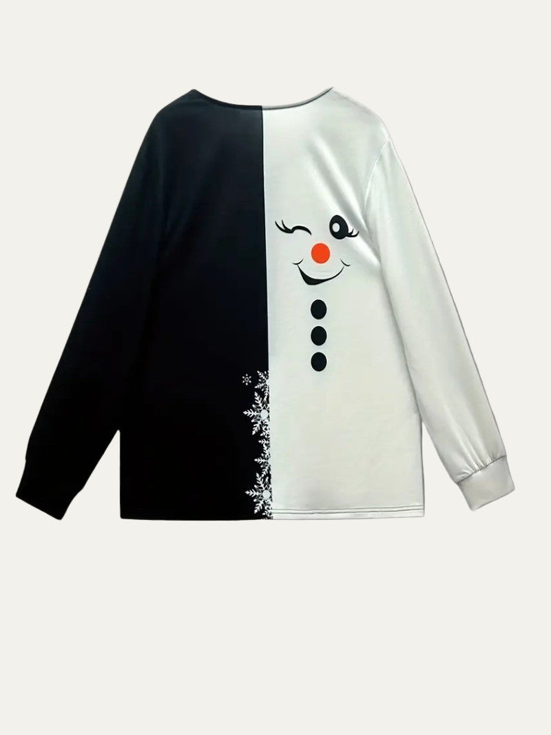 VogeLuxe | Women’s Snowman Split Design Half-Zip Holiday Tunic 2