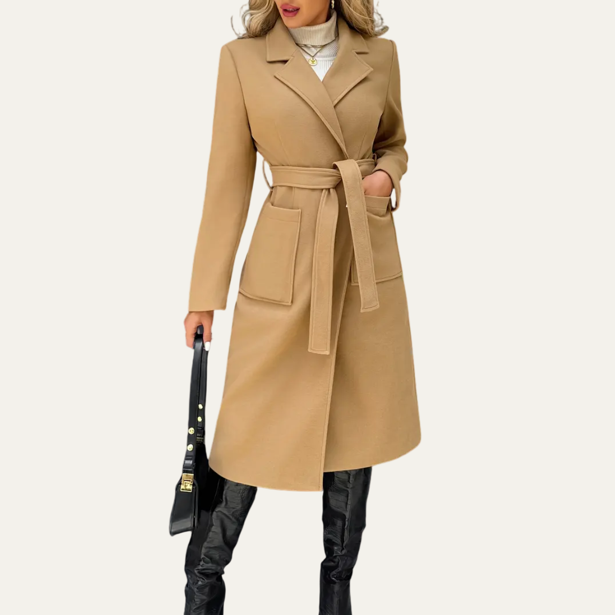 VogeLuxe | Women’s Sophisticated Belted Wrap Coat 0