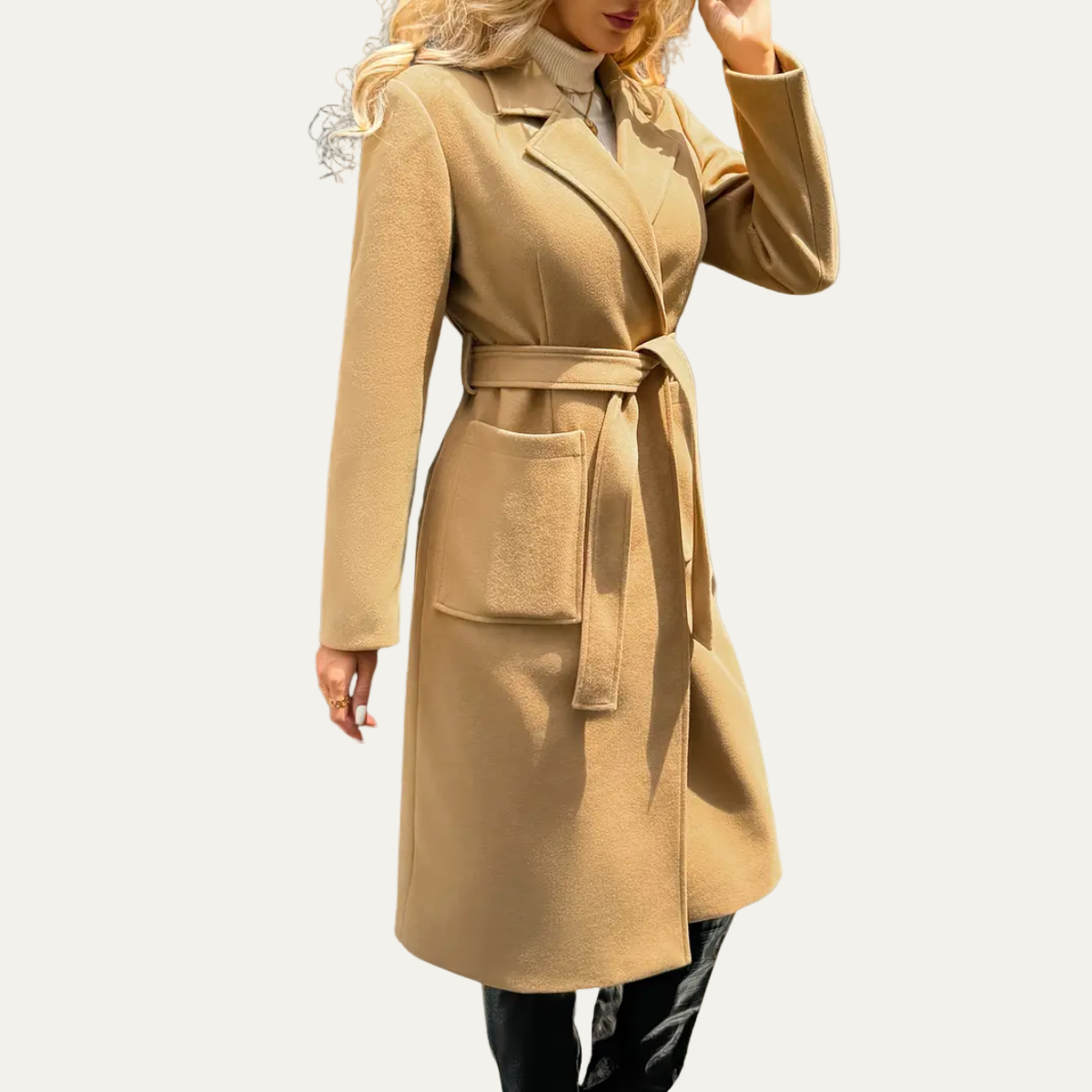 VogeLuxe | Women’s Sophisticated Belted Wrap Coat 2