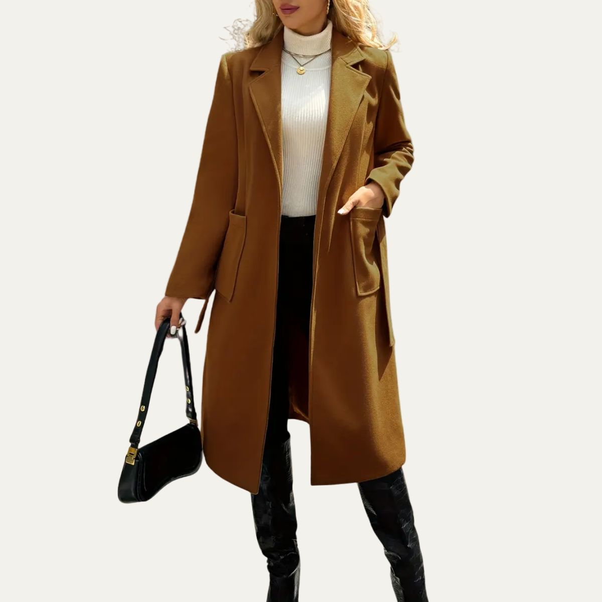 VogeLuxe | Women’s Sophisticated Belted Wrap Coat 3