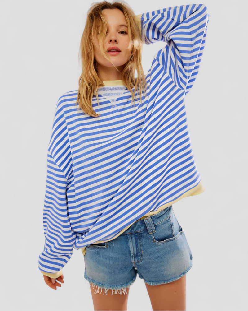 VogeLuxe | Women’s Striped Oversized Sweatshirt 0
