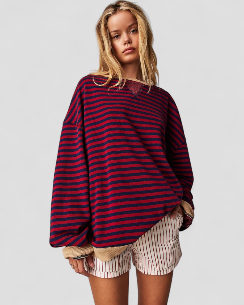VogeLuxe | Women’s Striped Oversized Sweatshirt 1