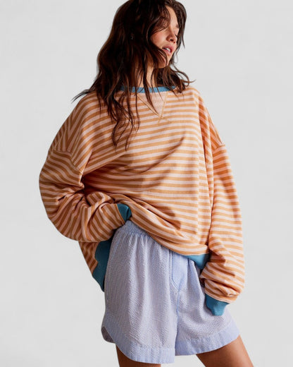 VogeLuxe | Women’s Striped Oversized Sweatshirt 3