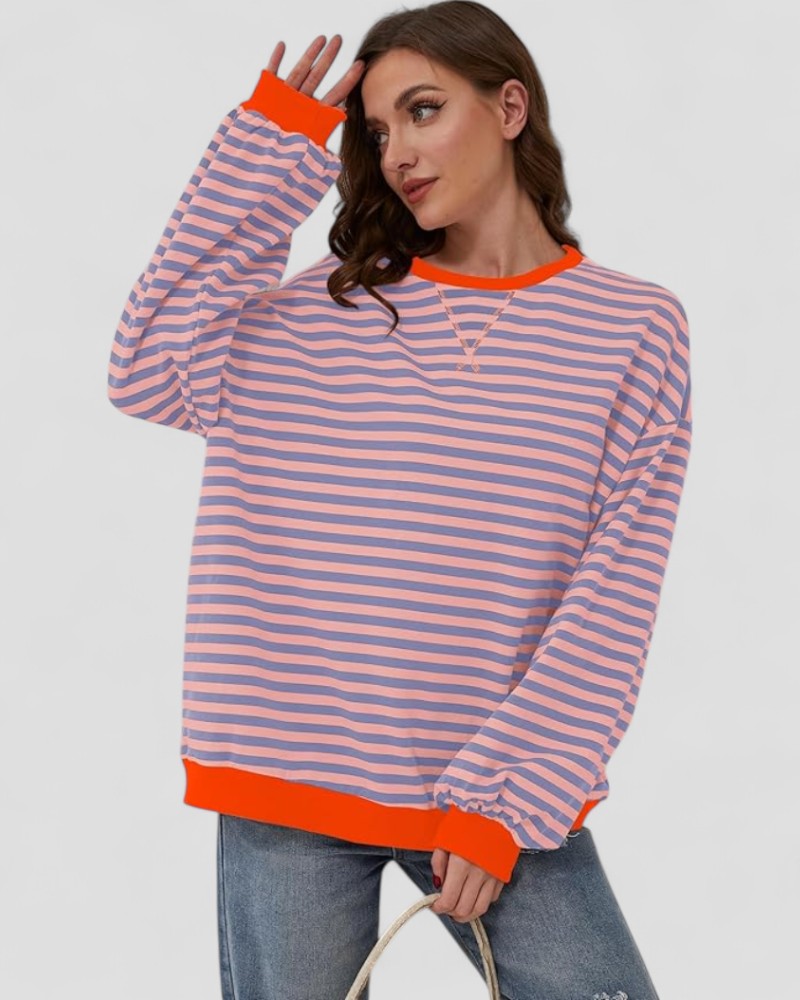 VogeLuxe | Women’s Striped Oversized Sweatshirt 4