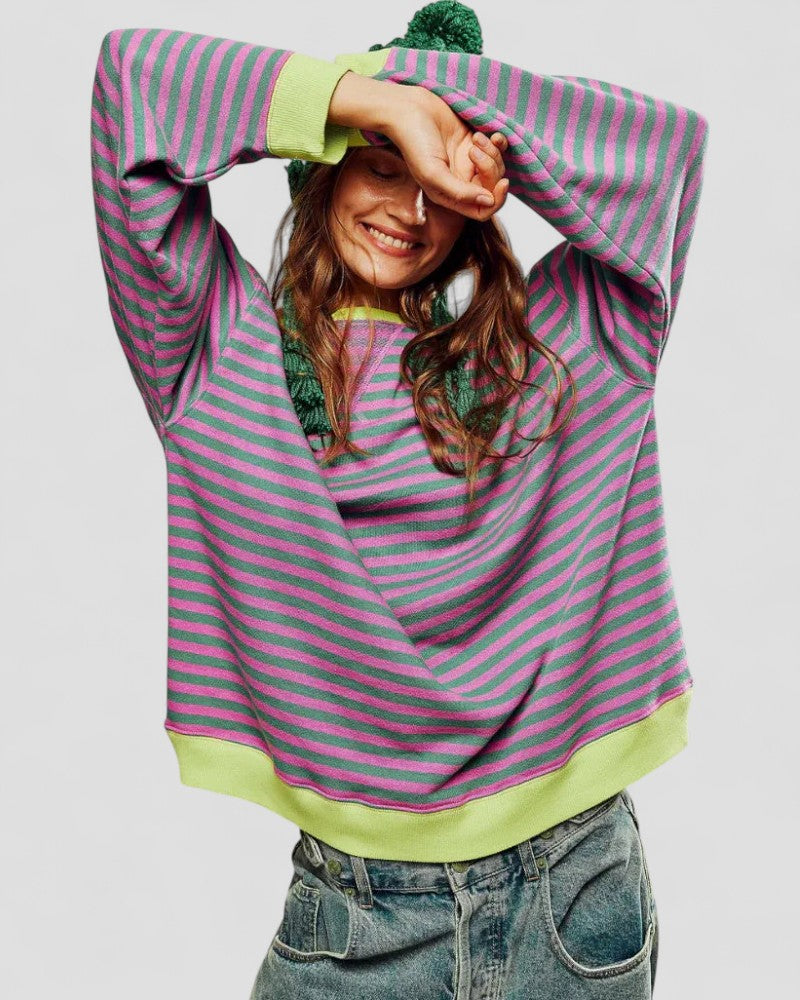 VogeLuxe | Women’s Striped Oversized Sweatshirt 5