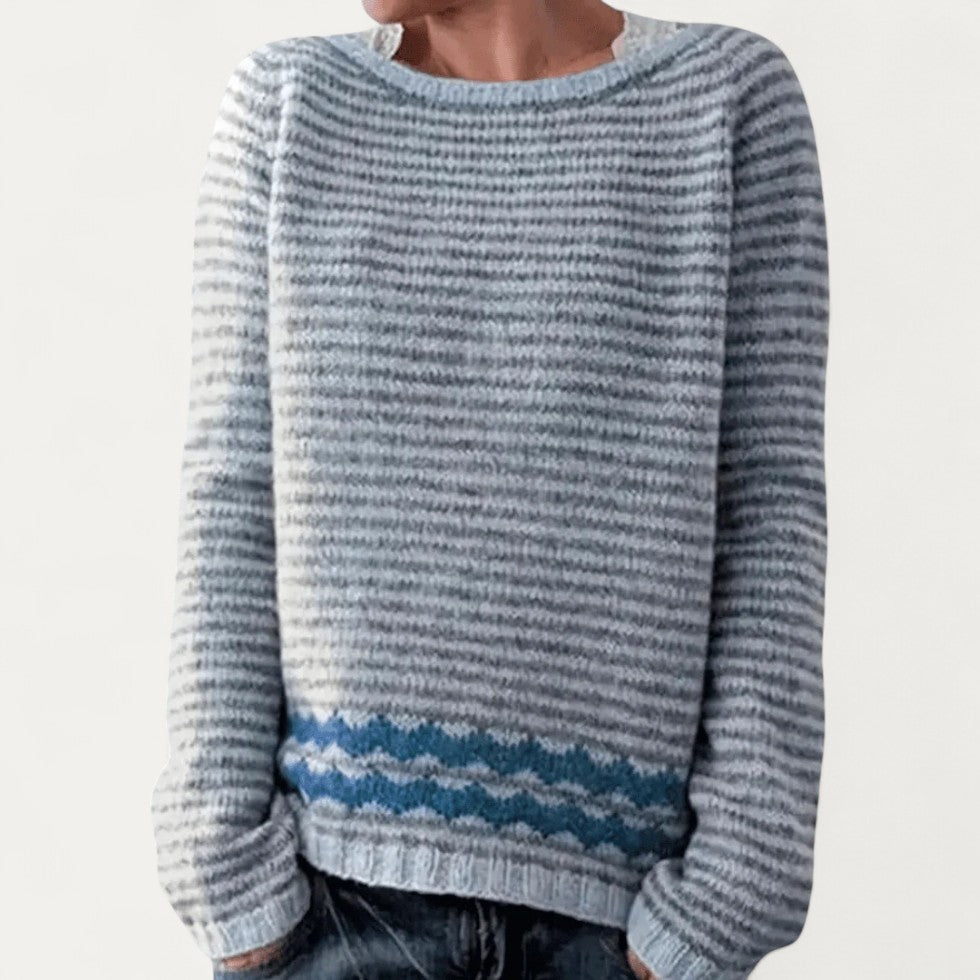 VogeLuxe | Women’s Striped Textured Knit Sweater 0