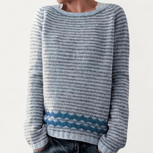 VogeLuxe | Women’s Striped Textured Knit Sweater 0