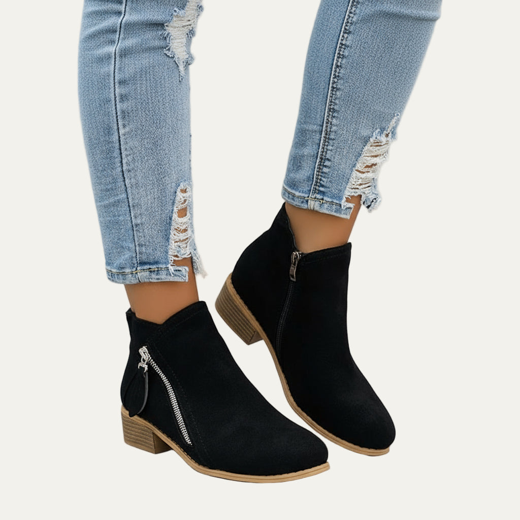 VogeLuxe | Women’s Stylish Ankle Boots with Twin Zippers 1