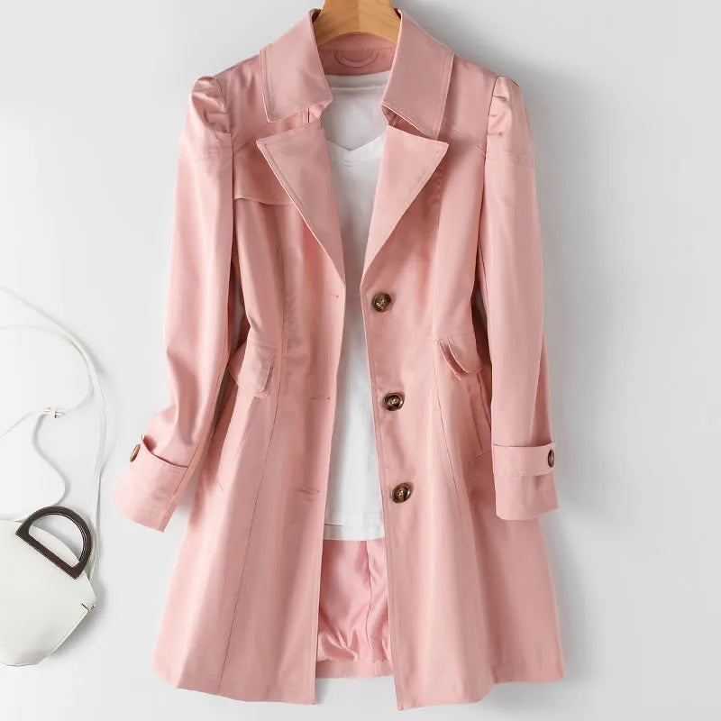 VogeLuxe | Women's Stylish Mid-Length Trench Coat 1