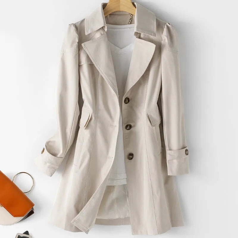 VogeLuxe | Women's Stylish Mid-Length Trench Coat 3