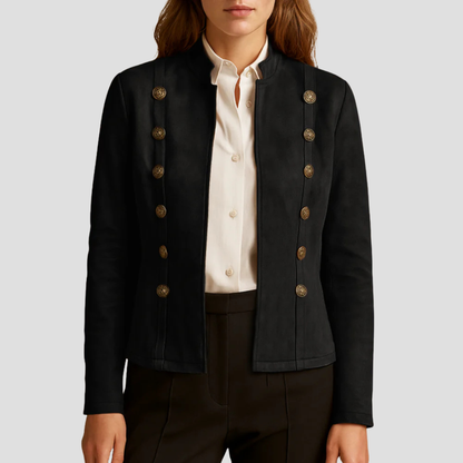 VogeLuxe | Women’s Suede Military-Inspired Button Jacket 4
