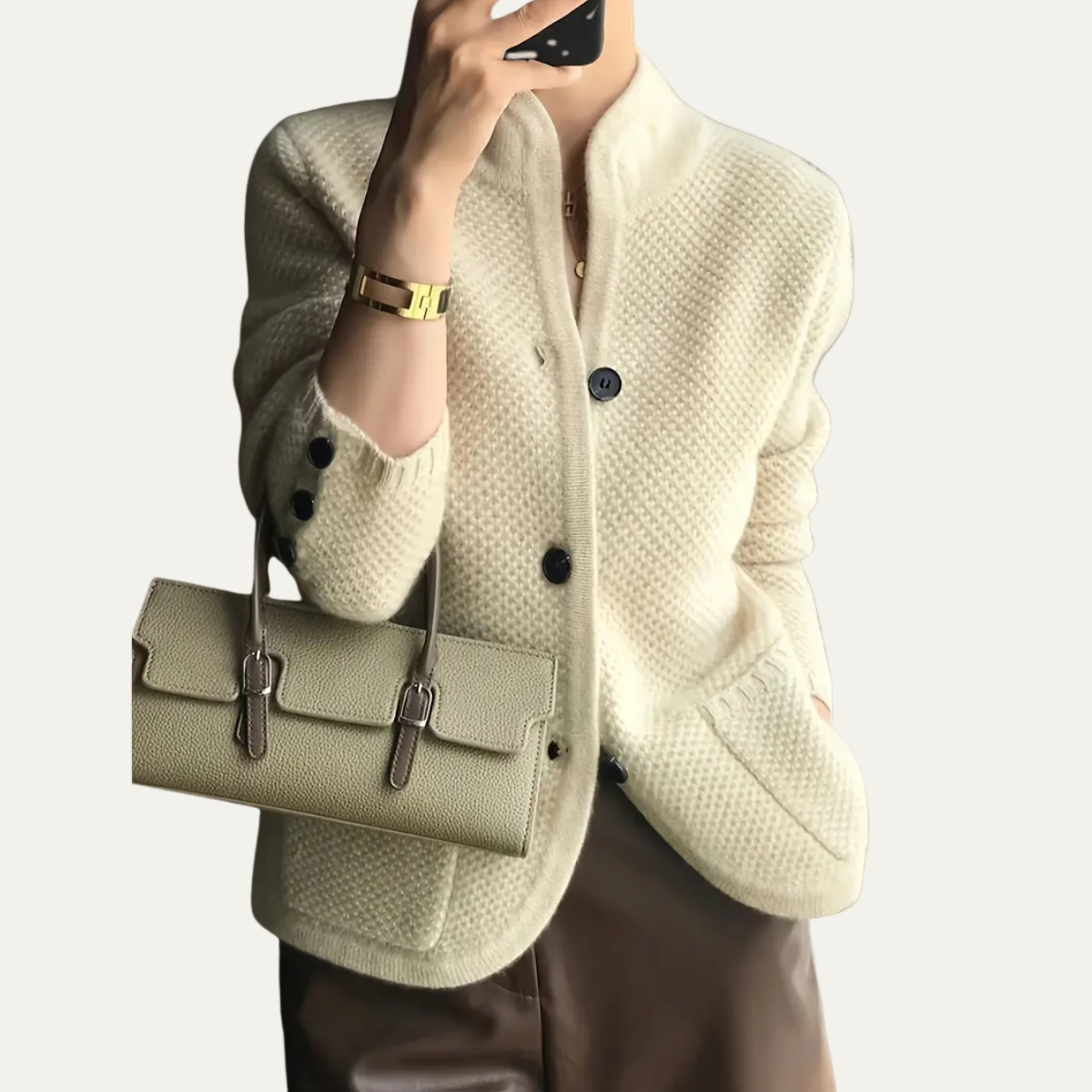 VogeLuxe | Women’s Textured Button-Front Cardigan 0