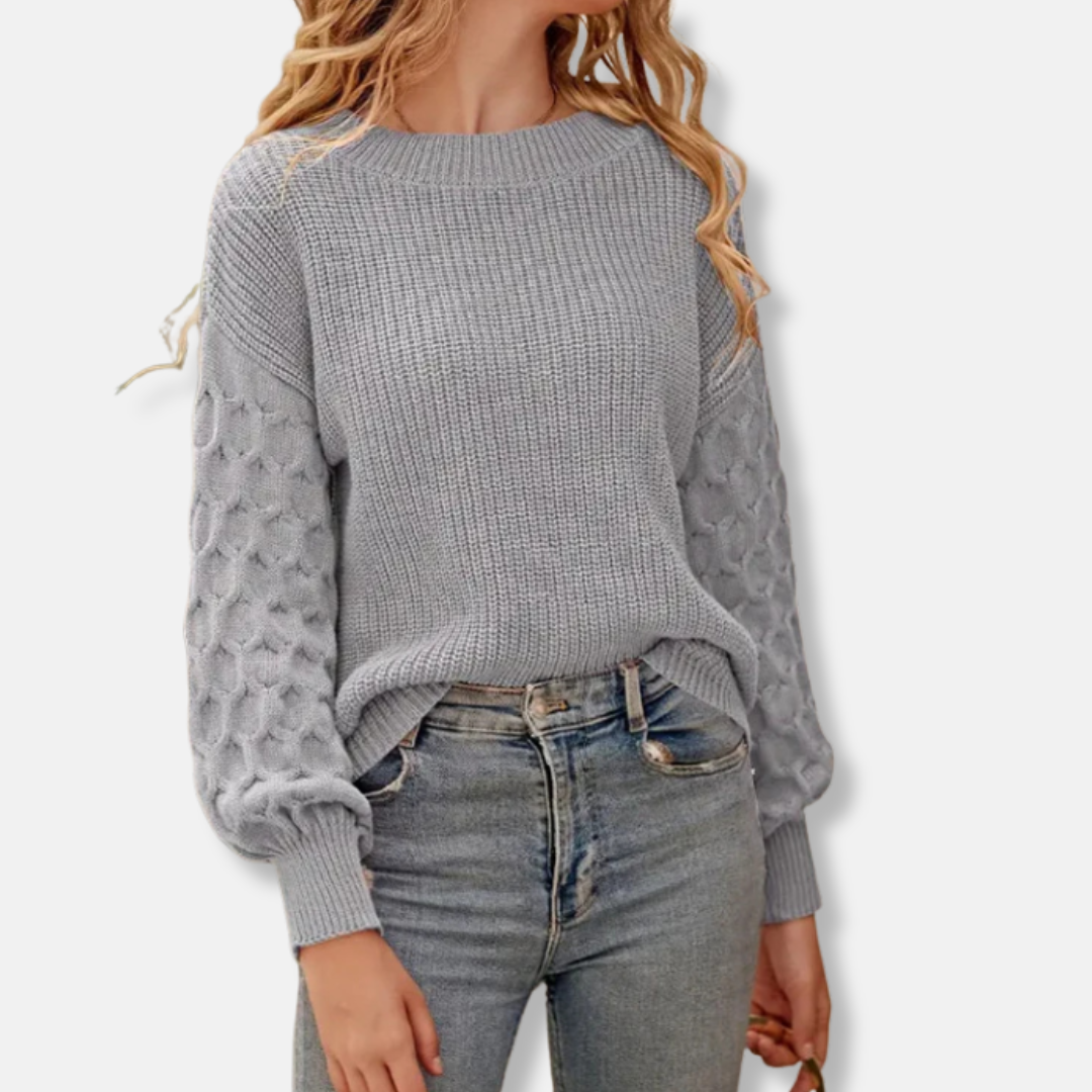 VogeLuxe | Women’s Textured Chunky Ribbed Pullover 0