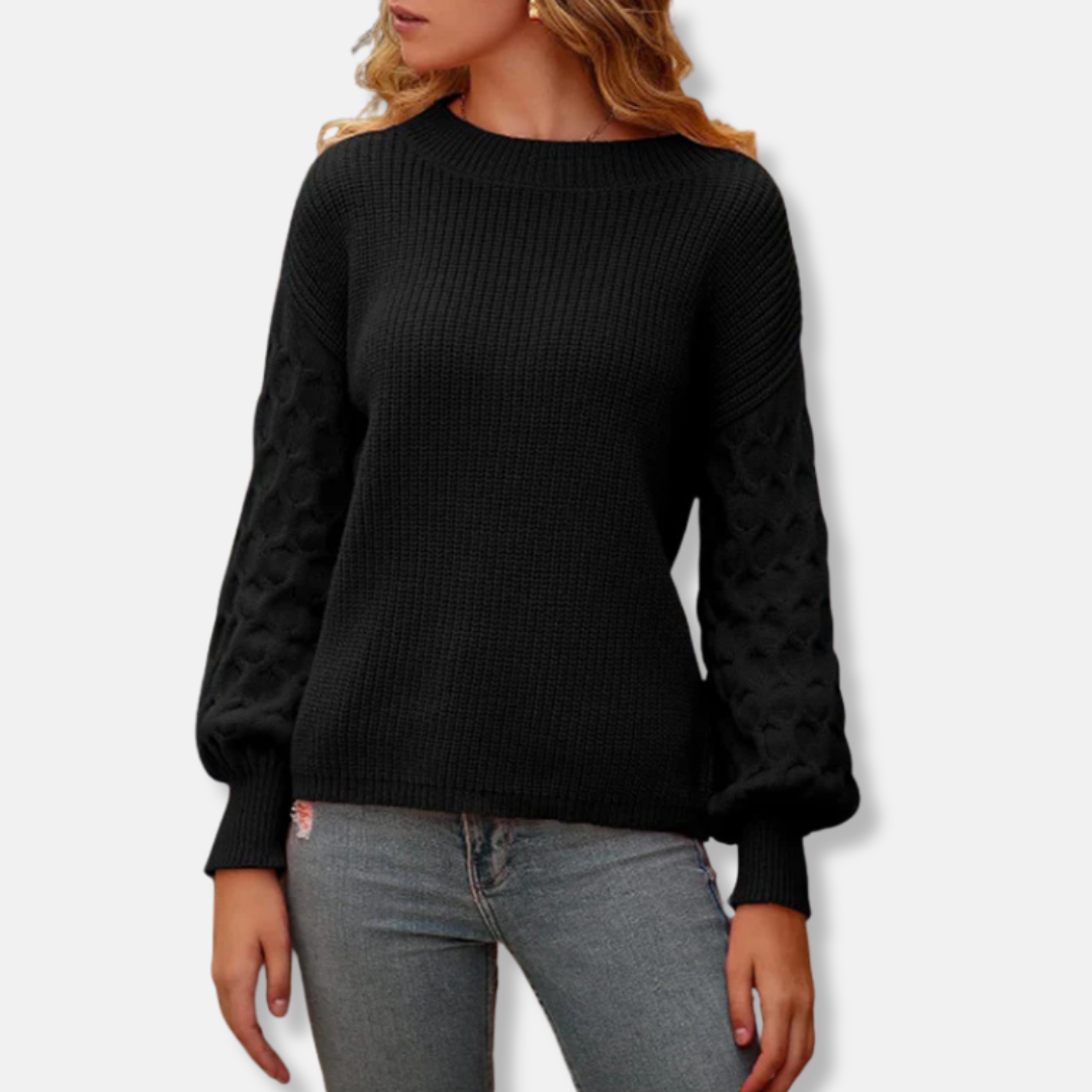 VogeLuxe | Women’s Textured Chunky Ribbed Pullover 1