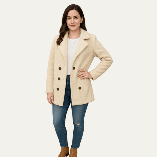 VogeLuxe | Women’s Textured Double-Breasted Peacoat 0